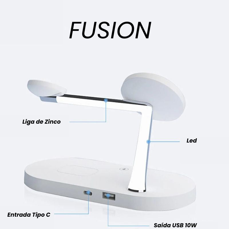 Fusion - Carregador  e Suporte Portátil Sem Fio 3 em 1